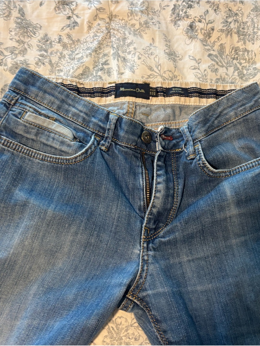 Massimo Dutti Men’s Light Blue Slim Straight Jeans